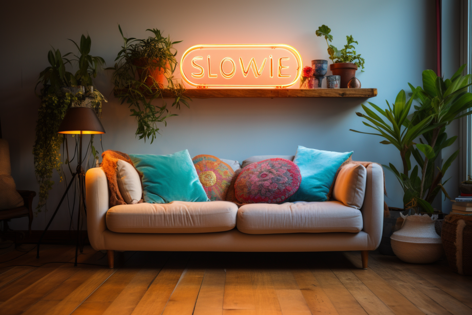 Neon Signs - wall decoration behind couch