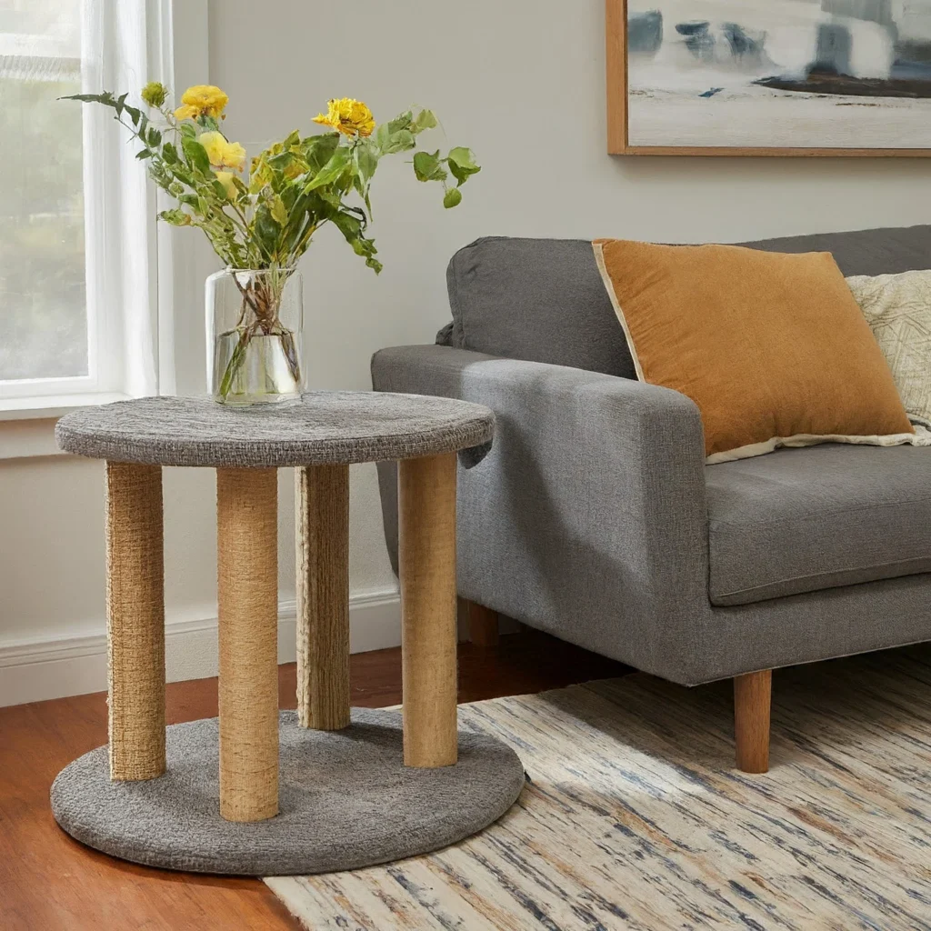 Side table with cat scratching post