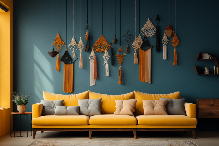 Textile hangings - wall decoration behind couch