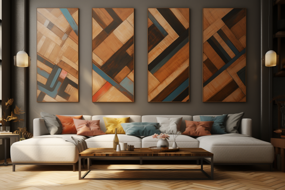 Wooden Accents - wall decoration behind couch